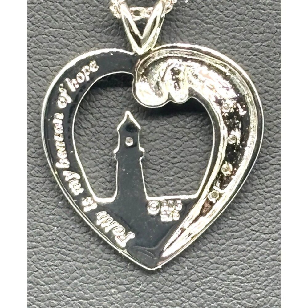 Thomas Kinkade Sterling Silver Pave Diamonds, Beacon of Hope Lighthouse Necklace - Picture 4 of 11